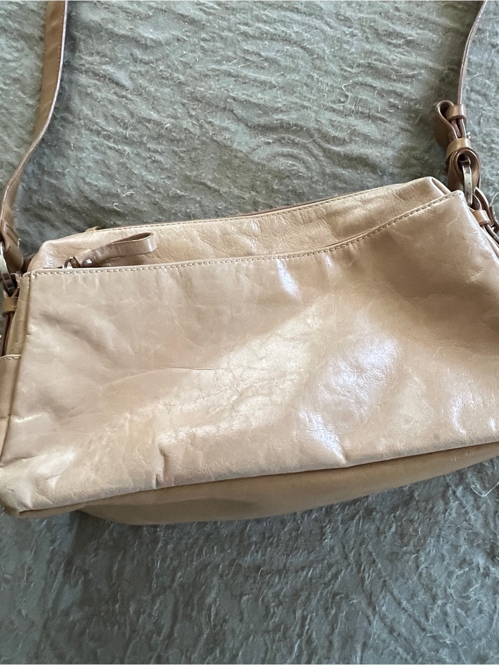 Giani Bernini Beige Leather Zip Up Purse with Strap Old Money Quiet Luxury - Picture 4 of 16